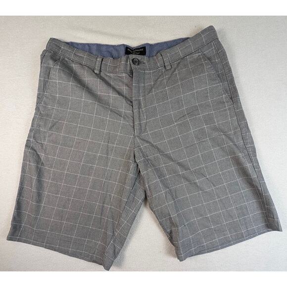 Banana Republic Men's Emerson Shorts Windowpane Gray Flat Front Belted size‎ 35 - Picture 1 of 7